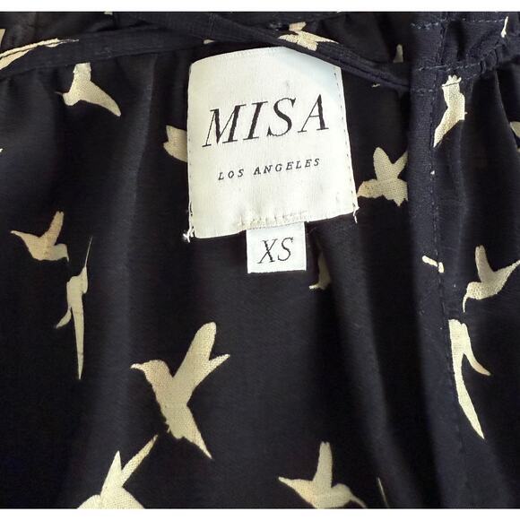 Misa Dress Size XS Navy Blue Hummingbird Novelty Print Martina - Picture 7 of 8